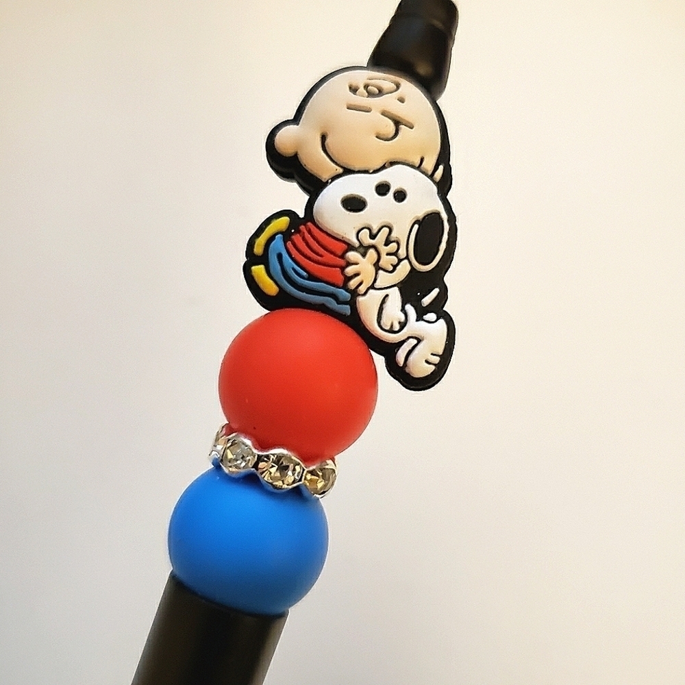 Handmade Charlie Brown Snoopy Beaded Silicone Focal Bead Pen